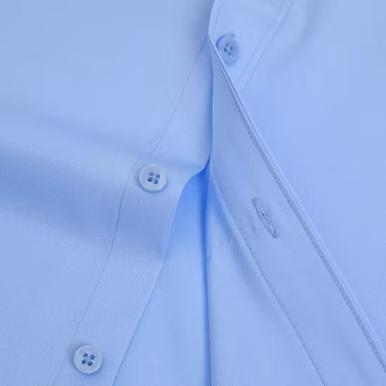 Camisa social masculina de mangas compridas xadrez azul claro para escritório