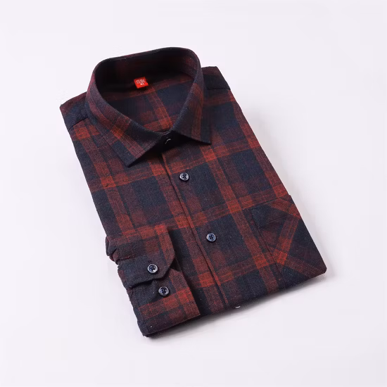 Camisa formal masculina de flanela xadrez personalizada por atacado