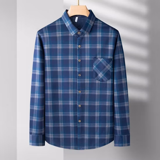 Novo design simples camisa de manga comprida de flanela vermelha xadrez