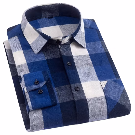 Nova Moda Camisa Casual Azul Estilo Inglaterra Stand