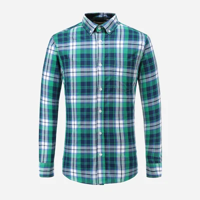 Abrace a sofisticação com uma camisa xadrez verde padrão para homens